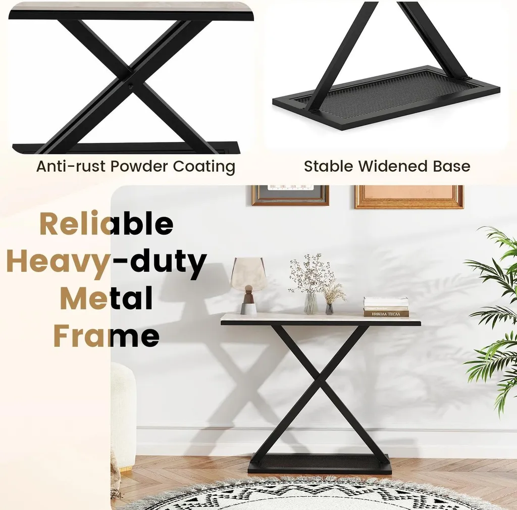 Table d'appoint Blanche pour Entrée - Support Déco Moderne en Métal