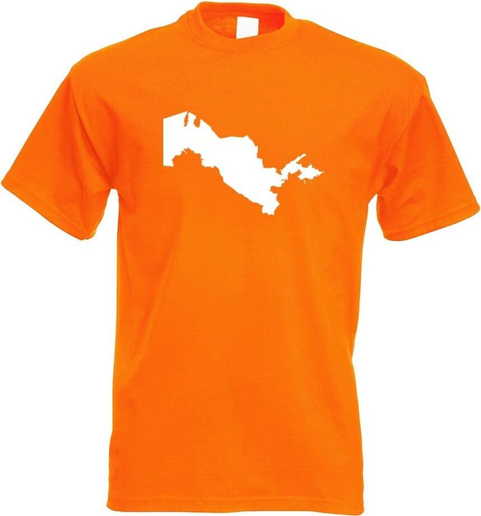 Kiwistar - T-Shirt - orange - Usbekistan Umriss Kontur Herren Funshirt Bedruckt Design Sprüche Spruch Motive - mit Motiv Bedruckt - Funshirt Desig...
