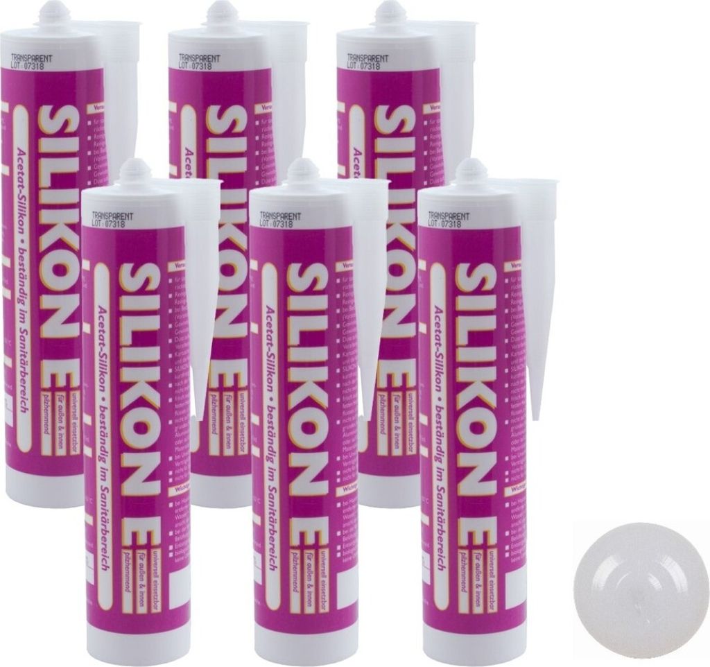 ARLI SET: 6x Silikon 310ml transparent Universal Sanitär Produktbild 