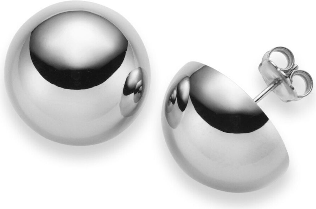 Ohrstecker Ohrschmuck Halbkugel 18mm 750 Gold Weißgold glatt glänzend
