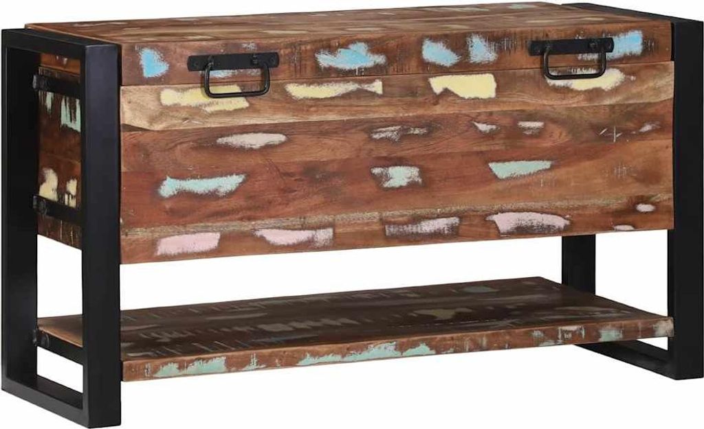 "WINTER SALE"Aufbewahrungsbox - modernes Design - Gartenbox - Kissenbox Mehrfarbig 80x35x45cm Massivholz Altholz Promotion745295 - Sitztruhen