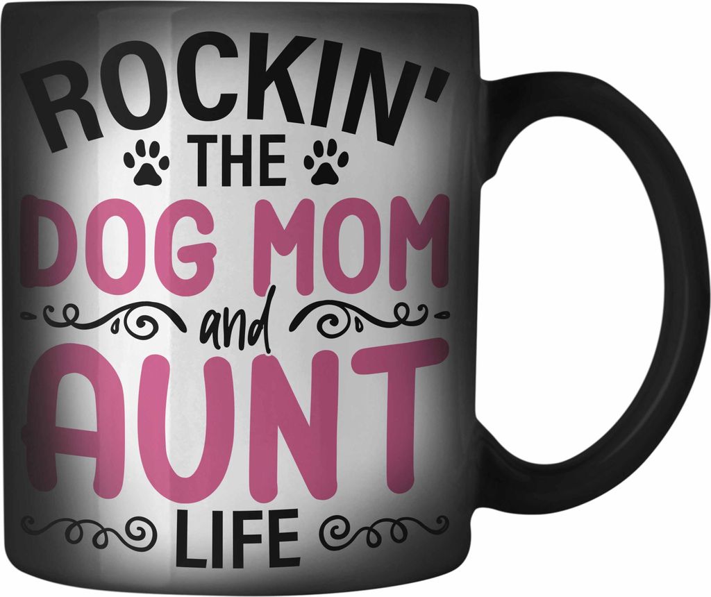 Trendation - Tante Hundemama Geschenk Beste Tante Farbwechsel Zauber-Tasse Hunde Mutter Geschenkidee Lustig (Schwarz)