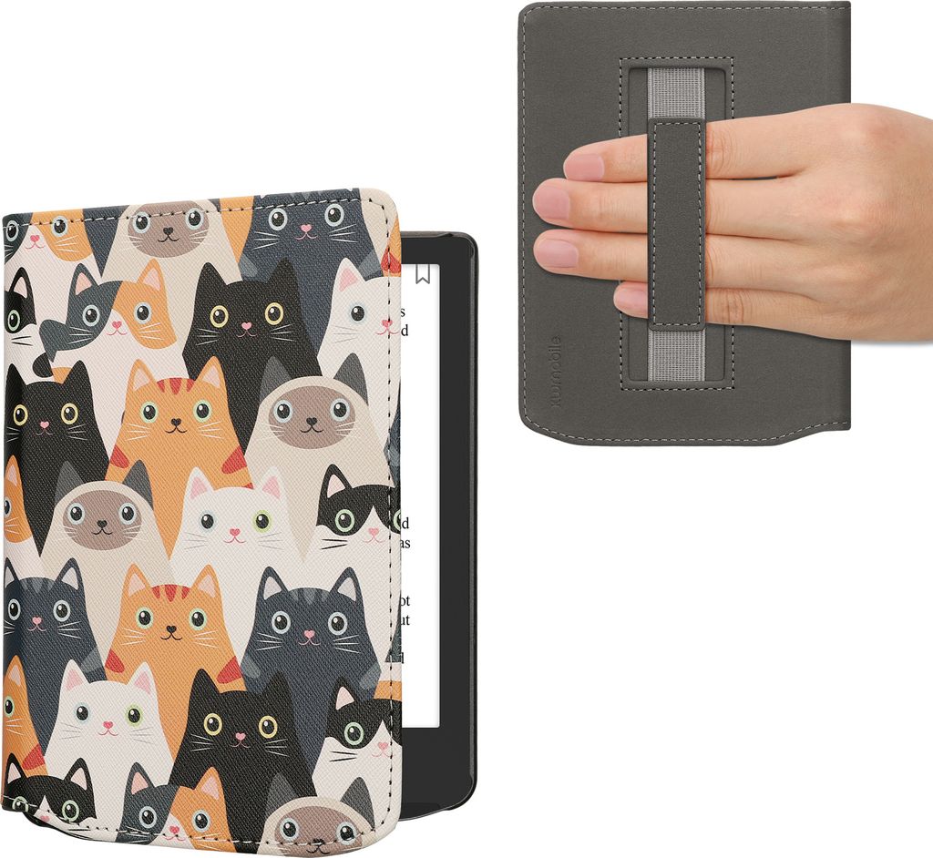 kwmobile Schutzhülle für Pocketbook Verse / Verse Lite / Verse Pro / Color / Vivlio Light/Light HD Hülle - eReader Flip Case mit Handschlaufe un...