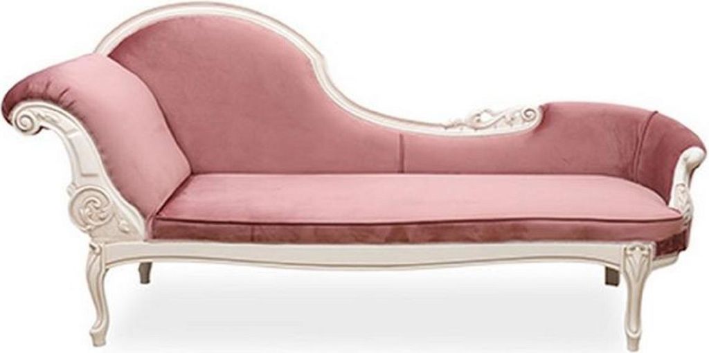 Casa Padrino Luxus Barock Chaiselongue Rosa / Creme - Prunkvolle Massivholz Recamiere - Luxus Wohnzimmer Möbel im Barockstil - Barock Möbel - Ede...