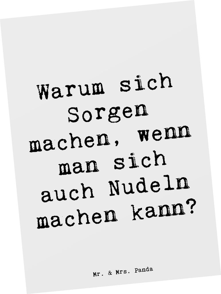Mr. & Mrs. Panda Postkarte Spruch Gelassenheit in Krisen - Weiß - Geschenk, Ansichtskarten, bildkarte, Gefühle, Motivation, Nudeln machen, Grußk...