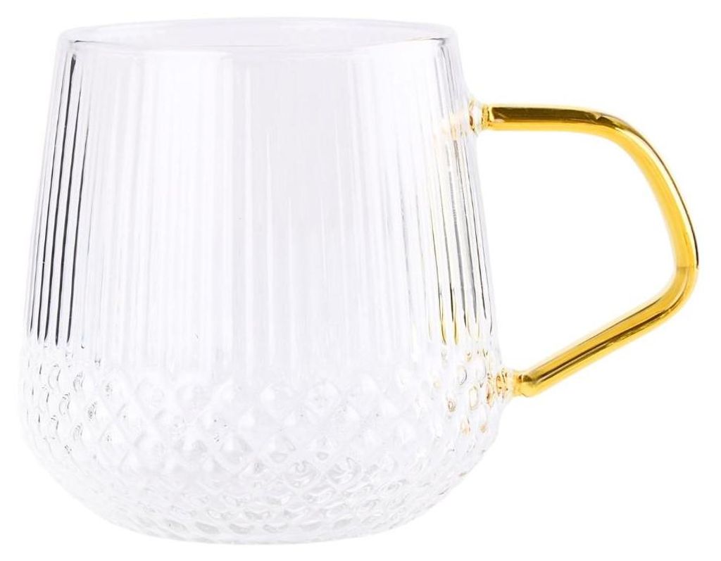 Gestreifter Glasbecher mit vergoldetem Henkel 400 ml Produktbild 