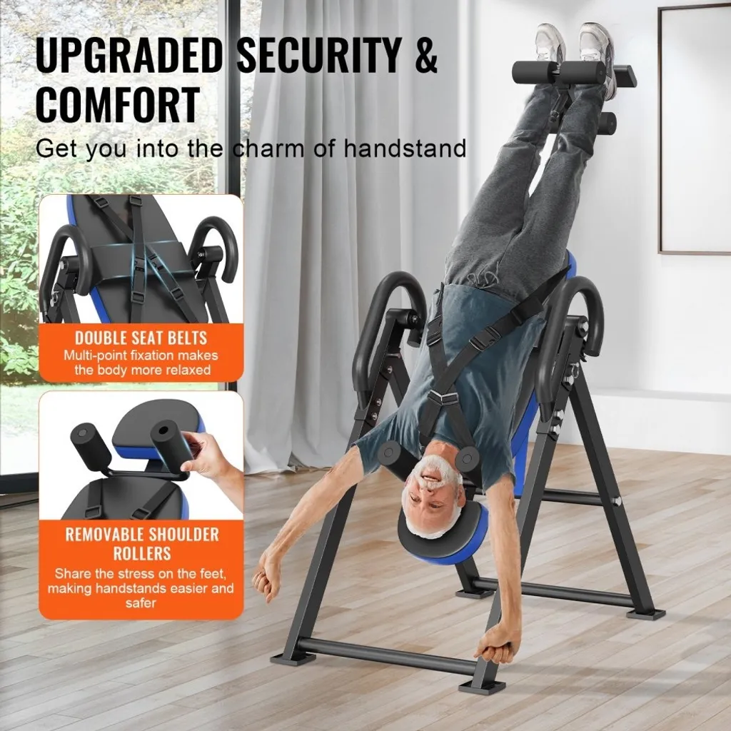 Table d'inversion pliable pour le dos en bleu - Détente optimale chez soi - 3