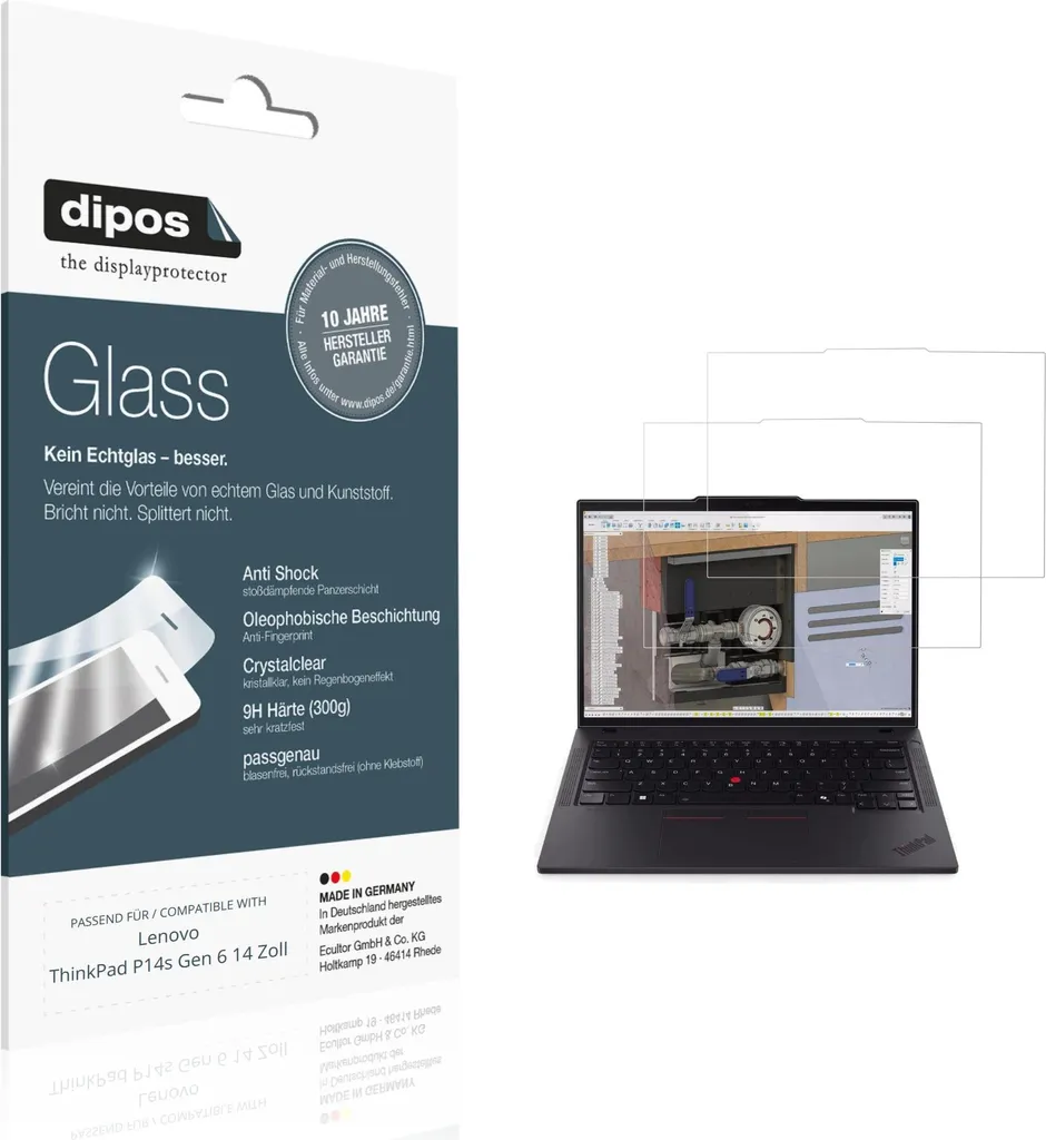 2x Pellicola Lenovo ThinkPad P14s Gen 6 - Vetro Flessibile 9H dipos