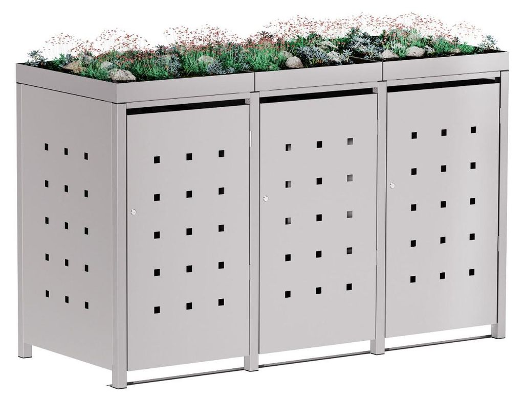 Mülltonnenbox Martha 3er 240L in Hellgrau-Metallic