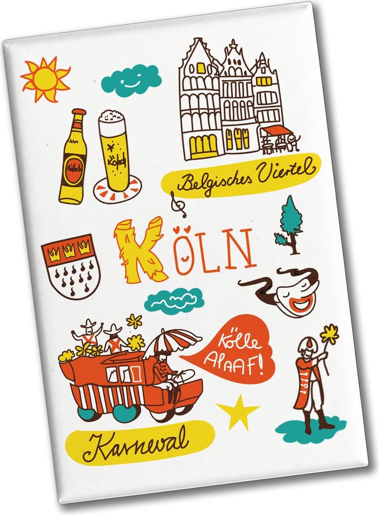 Köln Wimmelbild Souvenir Magnet - Belgisches Viertel