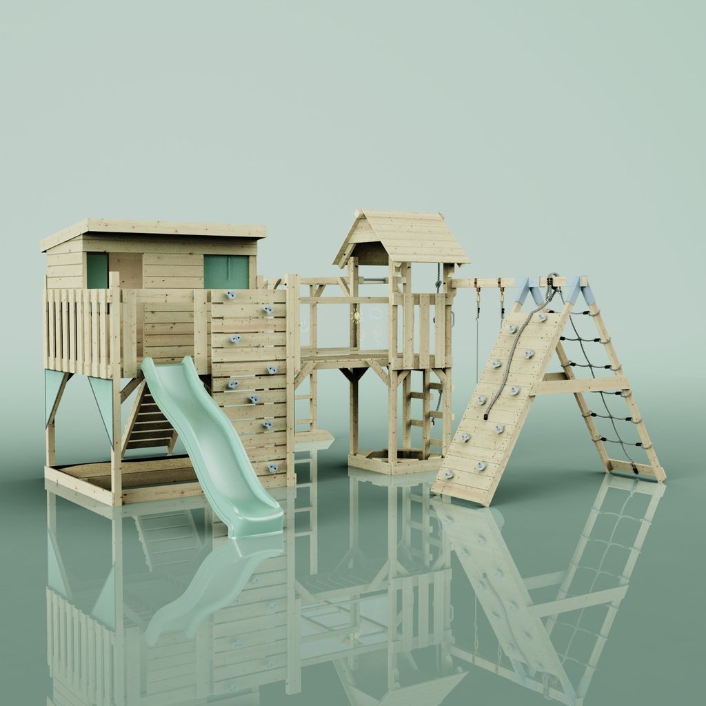 OutdoorToys Spielturm Bene aus Holz in Grün Kinderschaukel