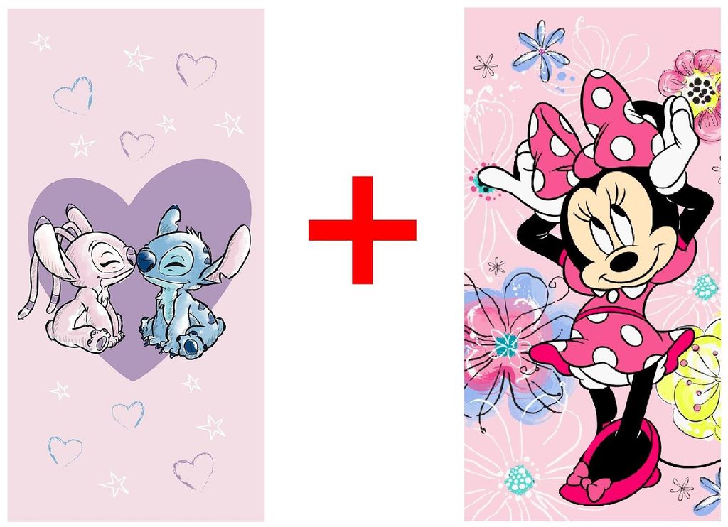 Disney Lilo und Stitch + Minnie Maus, Alien, Handtuch, Strandtuch, 70 x 140 cm, 2er-Set