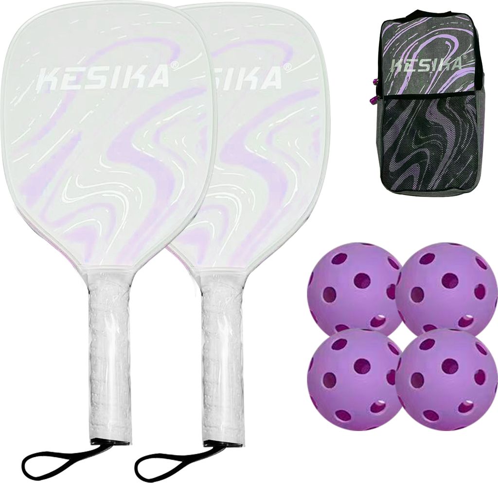 Pickleball-Schlaeger-Set Pickleball-Paddel-Set mit 2 Schlaegern und 4 Pickleballs-Baellen Pickle-Ball-Schlaeger mit Baellen Sportzubehoer