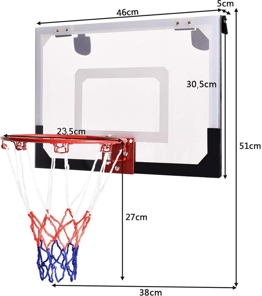 COSTWAY φ23,5 cm vnitřní basketbalový koš, mini Obrázek produktu 4