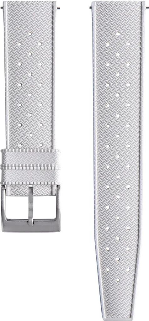 CHROONOO Tropical Style Kautschuk-Uhrenarmband - Weiß, 24 mm, Silber gebürstet