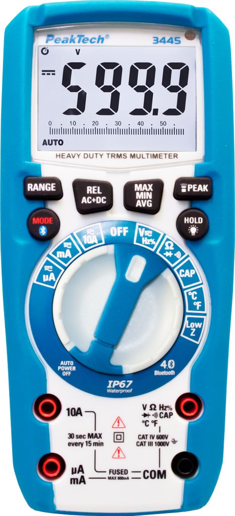 PEAKTECH Multimeter, P 3445, True RMS, Bluetooth