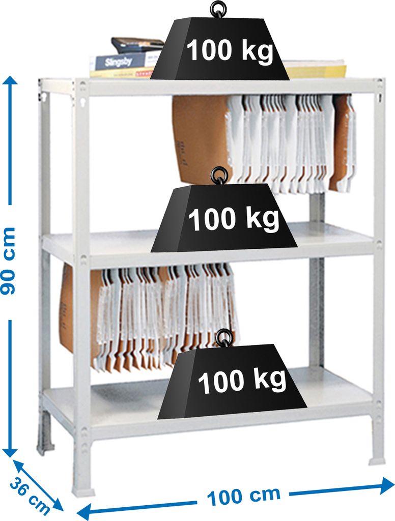 Simonrack Schwerlastregal FILECLICK PLUS 3 8435104939406 weiß 100,0 x 36,0 x 90,0 cm