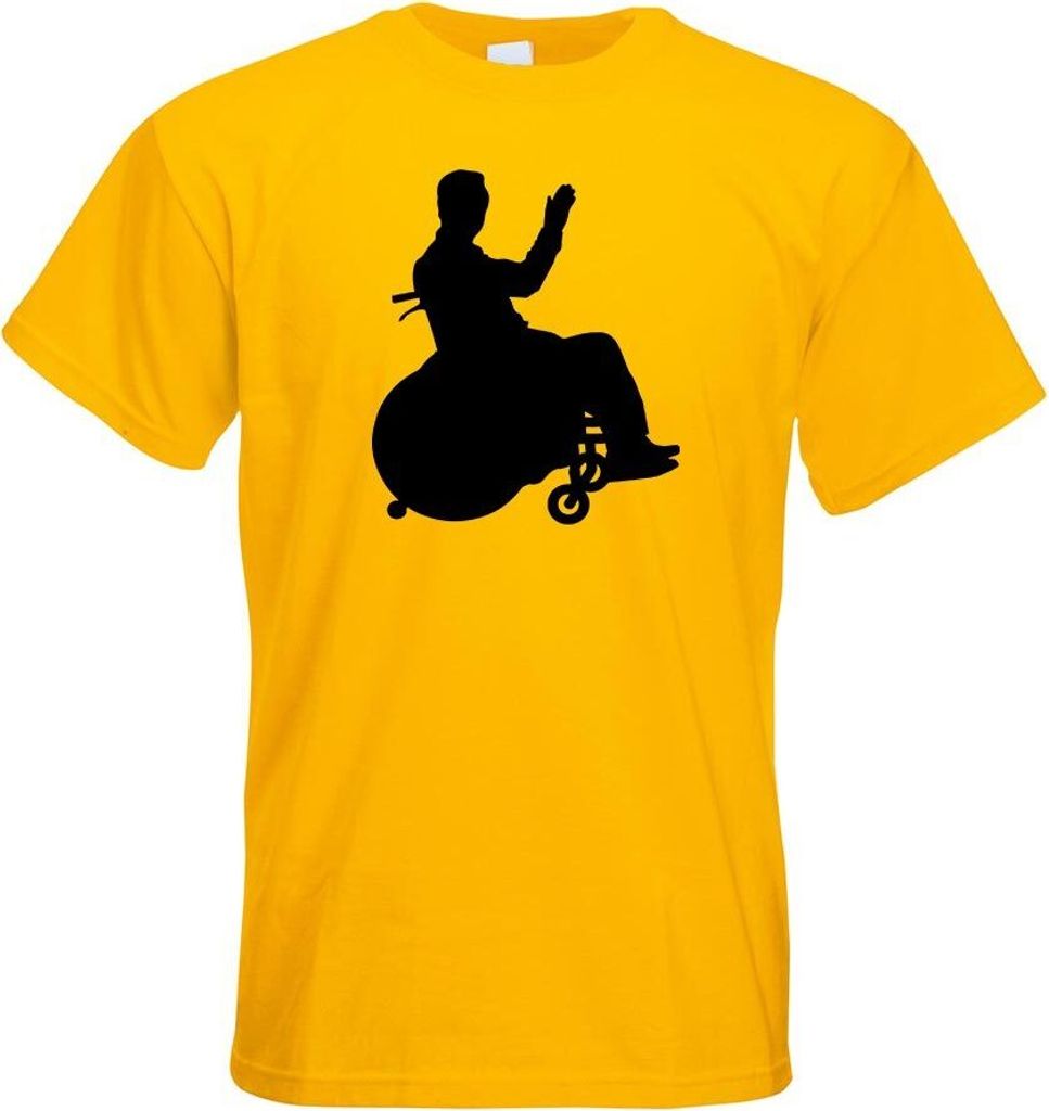Kiwistar - T-Shirt - gelb - Rollstuhl Behindert Figur Motiv Bedruckt Funshirt Design Print - mit Motiv Bedruckt - Funshirt Design - Sport - Freizei...