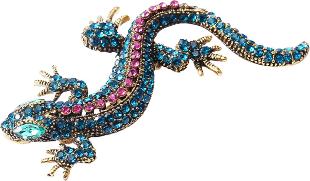 Uni Brosche Pin Eidechse Bunte Strasssteine Schmuck Vintage Langlebige Blazer Brosche Kleidung Dekor-Himmelblau