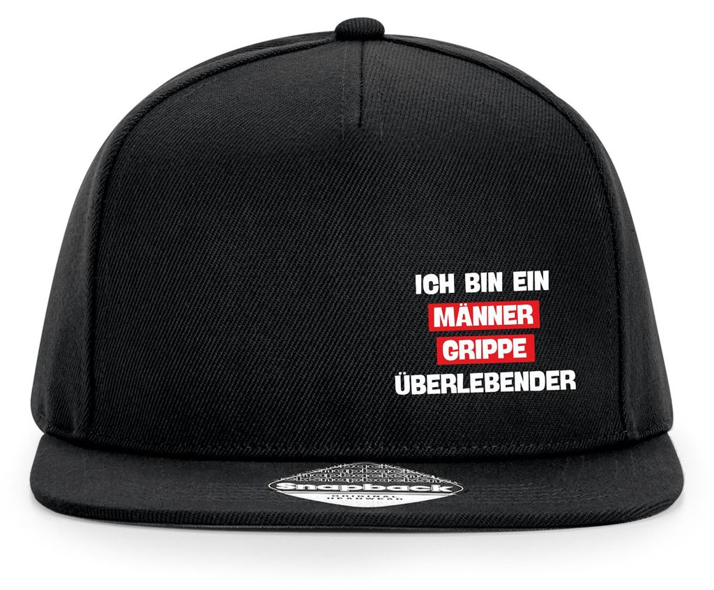 Huuraa Cappy Mütze Ich bin ein Männergrippe überlebender Black Polyester Snapback Kappe Geschenkidee