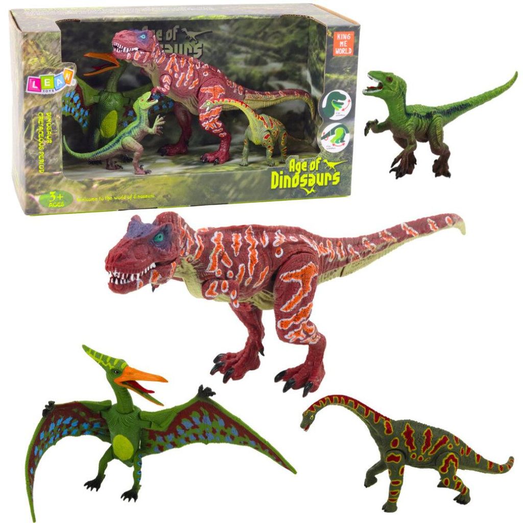 Leantoys Figurensatz Dinosaurier mit beweglichen Beinen und Maulhöhlen 4tlg