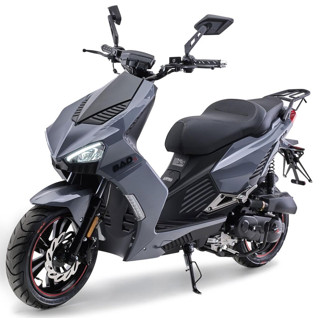 Motorroller 50 ccm Burnout BAD s Grau 25 km/h Produktbild 