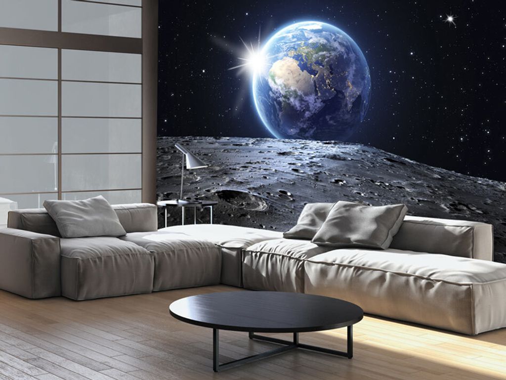 Vlies Fototapete 400x280 cm Tapeten Wandtapete XXL Kosmos Mond Erde f-A-0274-a-a