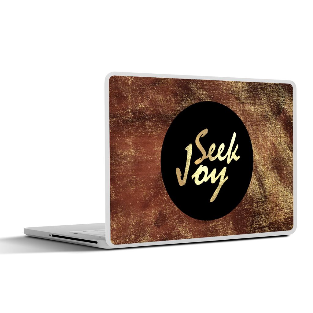 MuchoWow Laptop Aufkleber Sticker Cover Zitate - Glück - Gold - Braun 30x22 cm - Laptop-Sticker
