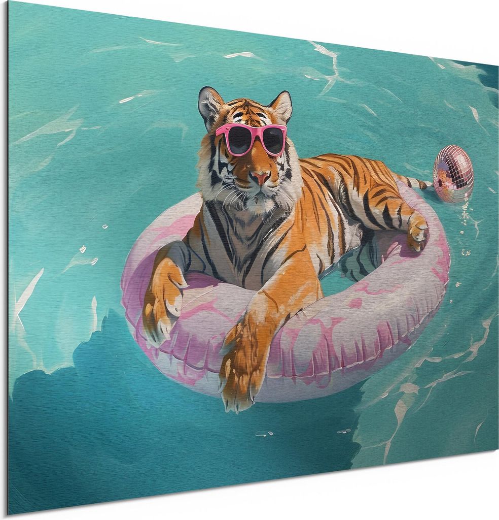 DEQORI Alu-Dibond Bild Silber 60x40 cm 'Luxus auf vier Pfoten' Wandbild Metall dünn