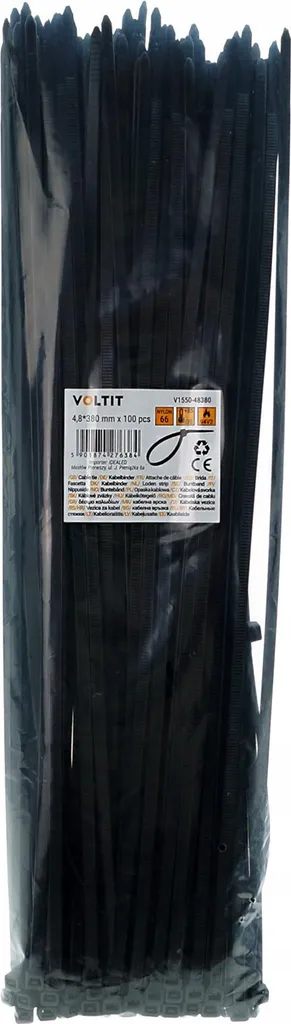 KABELBINDER 4,8 x 380 NYLON 66 SCHWARZ - 100 pz.