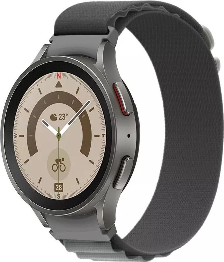 Strap-it Alpine Nylonarmband -Passend für Samsung Galaxy Watch 7 (40 & 44 mm) / Watch 6 (Classic) / Watch 5 (Pro) / Watch 4 (Classic) FE - Dunkelgrau