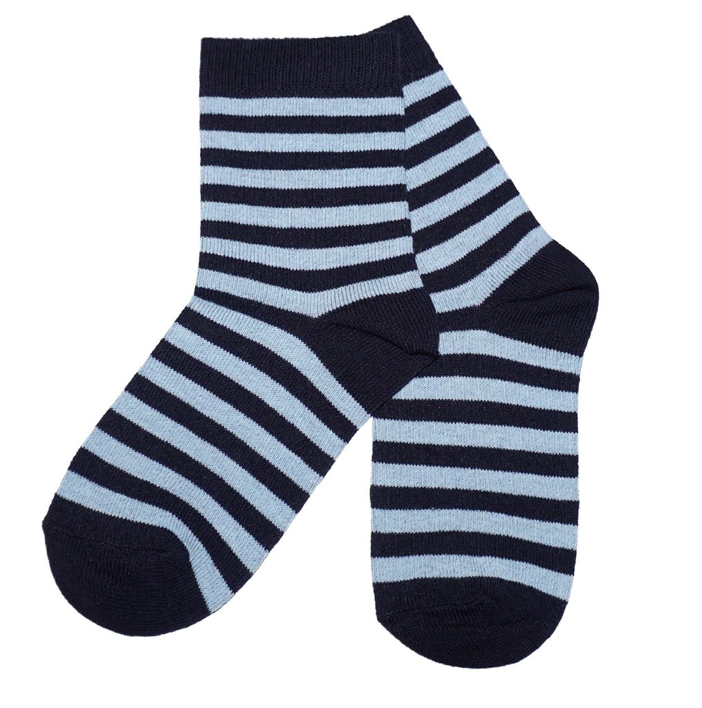 Kinder Basic Socken aus Baumwolle Farbige Ringel Hellblau Größe 18-19