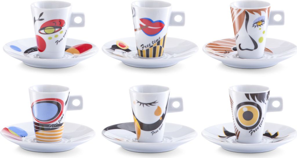 ZELLER Súprava šálok na cappuccino 12 kusov Tváre Obrázok produktu 