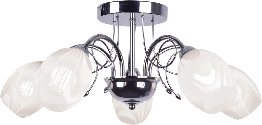 Lustre MALIBU Kaja chromé blanc 5xE14 métal - Luminaire chic 23x51 cm