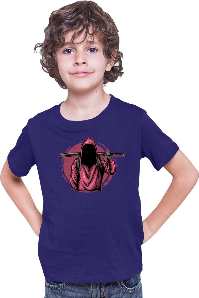 Kinder T-Shirt Japan Anime Manga Ninja Assassin, 9-11 Jahr - 140 / Dunkelblau
