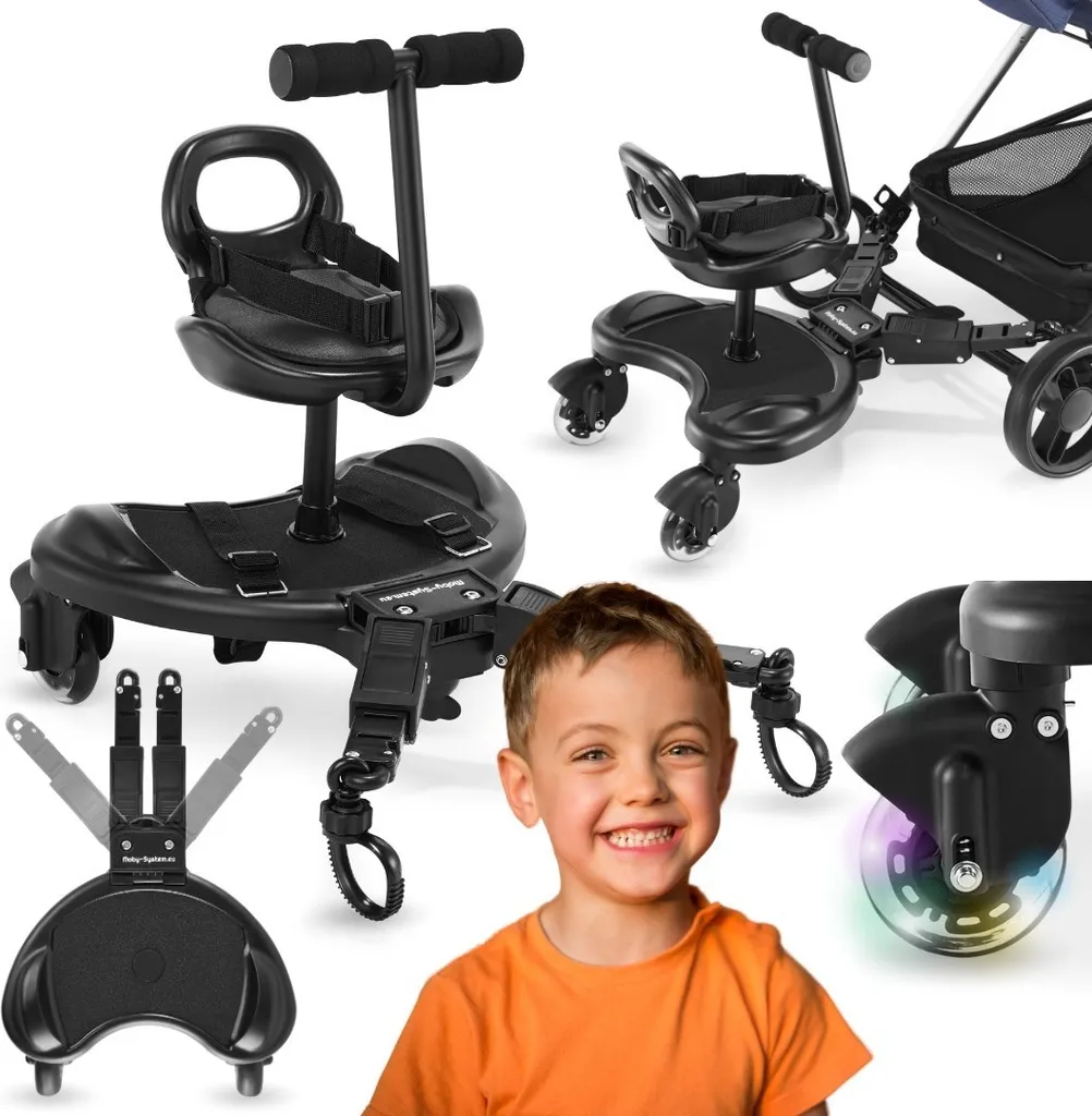 Marche-pied Poussette Universel MR BUGGY Siège Amovible et Roues Flashy