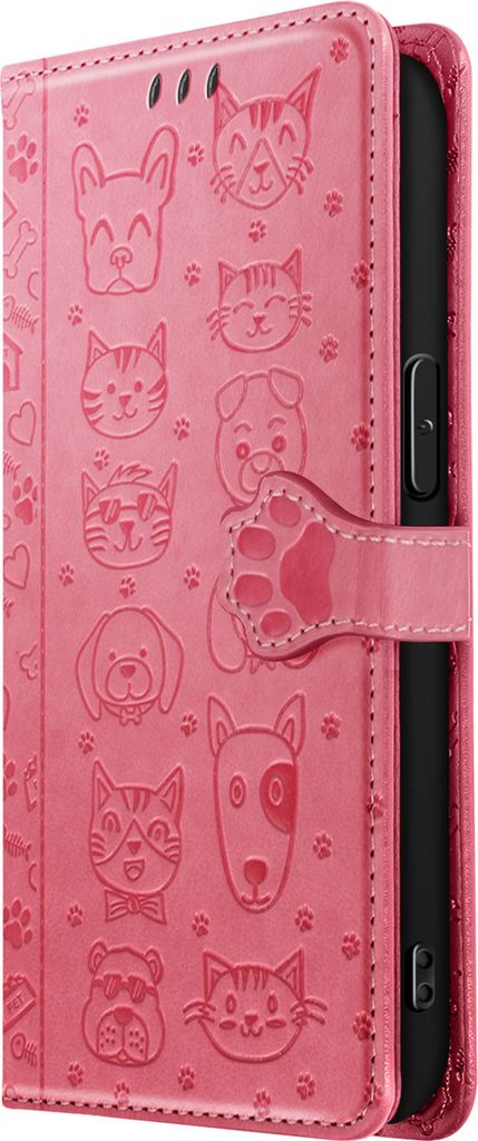 Avizar, Klapphülle für iPhone 16e Design Katze und Hund Portemonnaie, Rosa