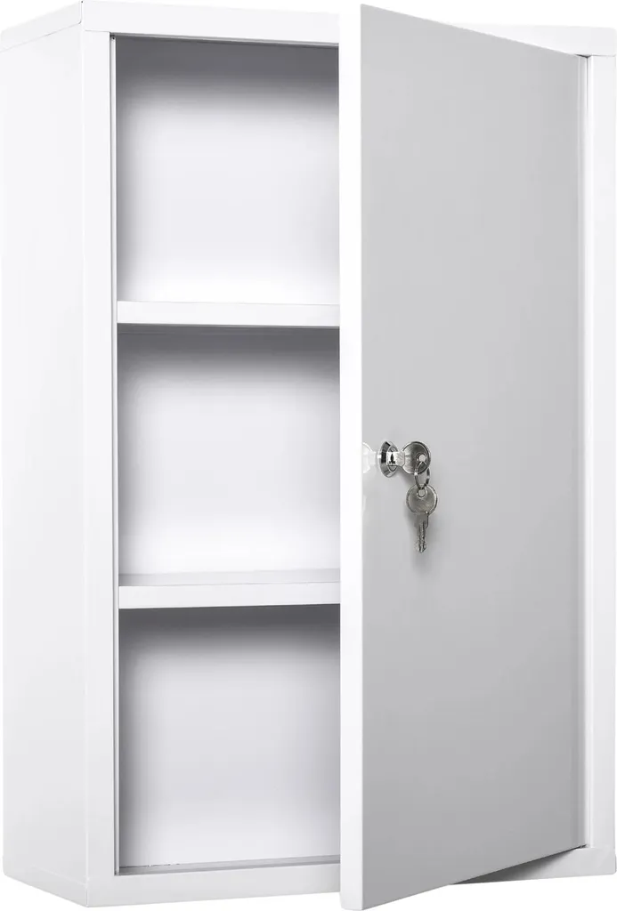 Petite armoire à pharmacie murale en métal blanc pour salle de bain