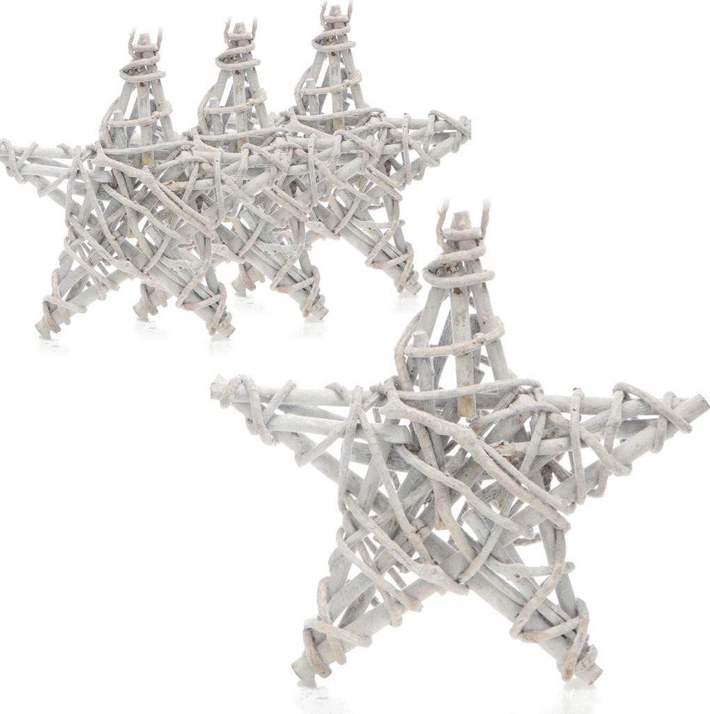 com-four 4x Rebenkranz mit Sternen - Deko-Tischkranz aus Zweigen - 30 x 6 cm