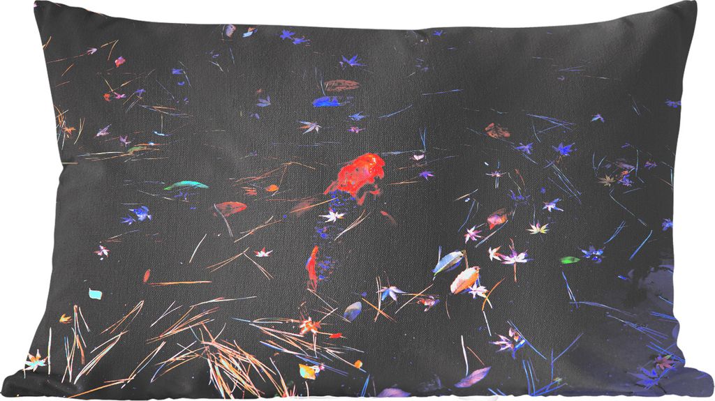 MuchoWow Zierkissen Sofakissen Wohnzimmer Dekokissen 50x30 cm Ein farbiger Koi-Karpfen in einem Teich - Wohnzimmerdekoration - Polster mit Photo