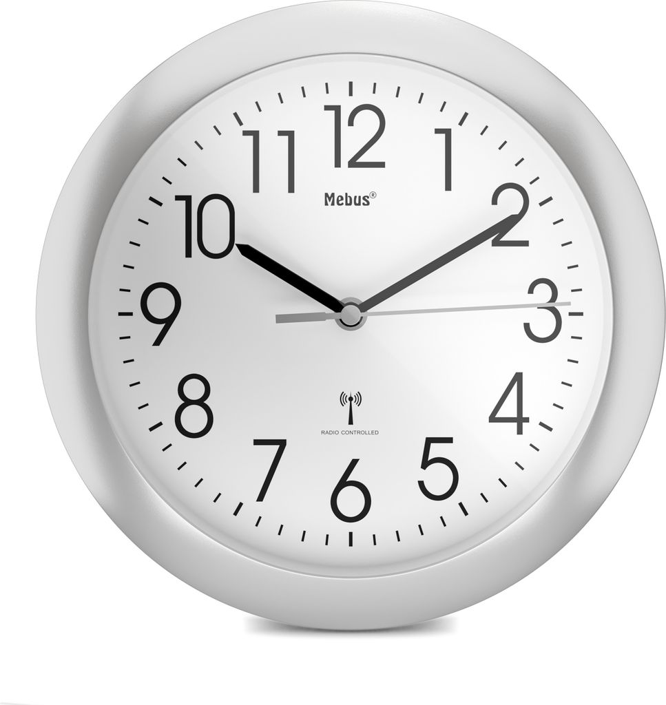 Funkwanduhr 25Cm Silber/Weiss Produktbild 