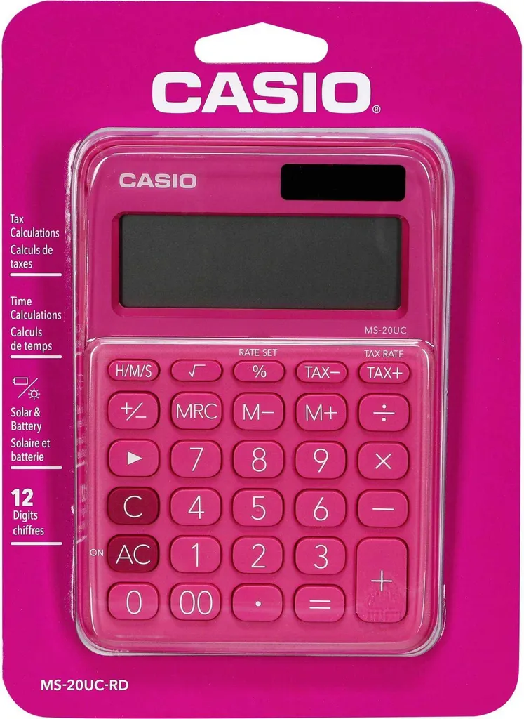Casio MS-20UC-RD Rossa: Calcolatrice Desktop 12 Cifre Design Elegante - 2