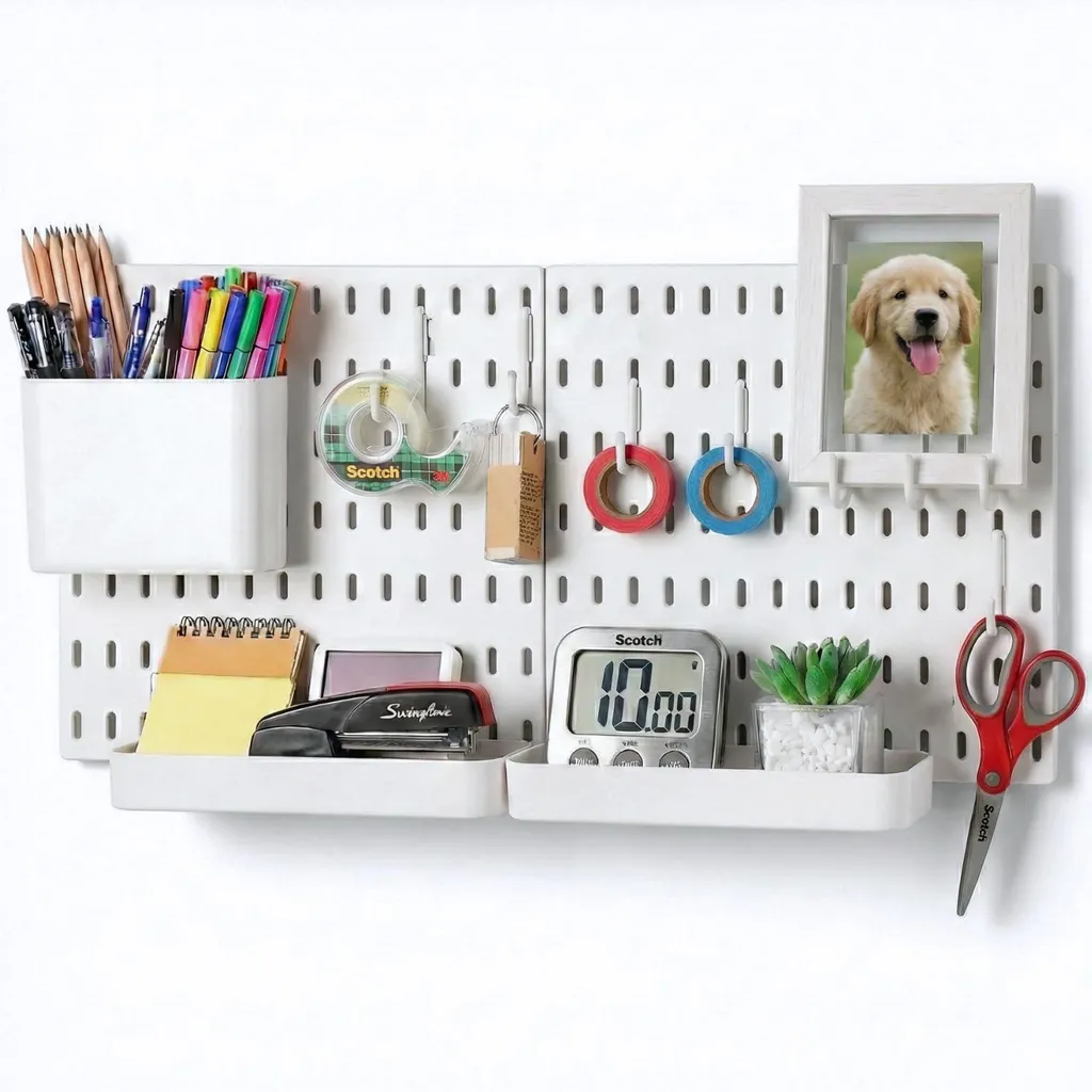 Panneau Perforé de Rangement 56x28 cm Blanc en ABS Haute Résistance PRO