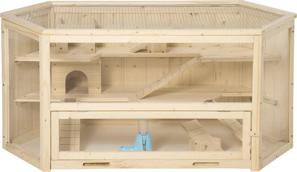 Cage hamster anti-odeur et facile à nettoyer avec plateau et bois naturel