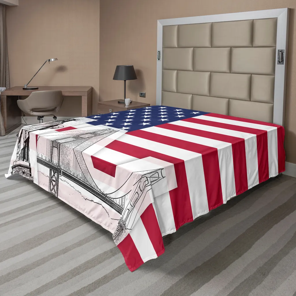 Drap de lit anti-plis design Monuments USA pour une literie toujours nette