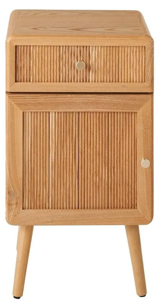 CALICOSY AVA Chevet 1 Porte et 1 Tiroir Façades Lamellées H71 cm Bois