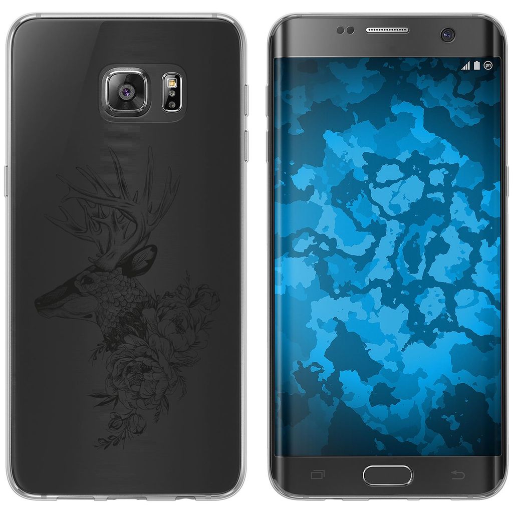 PhoneNatic Case kompatibel mit Samsung Galaxy S7 Edge Silikon-Hülle Floral Hirsch M7-1