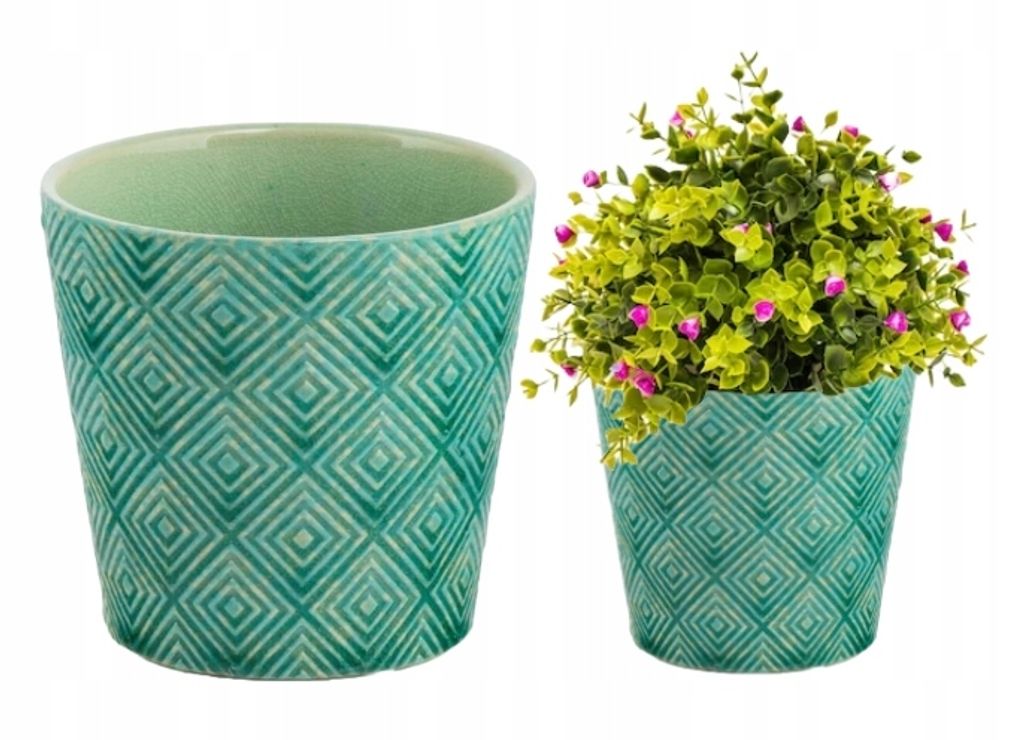 Zelené keramické puzdro na kvety štýlové 13,5 x 13 cm Obrázok produktu 