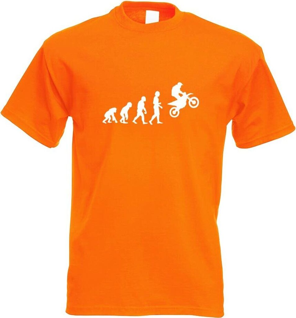Kiwistar - T-Shirt - orange - Evolution Motocross Motorrad Herren Funshirt Bedruckt Design Sprüche Spruch Motive - mit Motiv Bedruckt - Funshirt D...