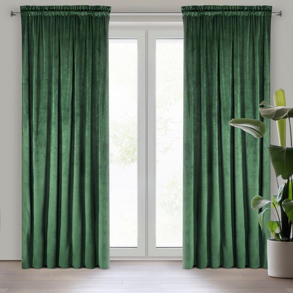 Eurofirany Vorhang ROSA aus Polyester dunkelgrün 270cm x 140cm